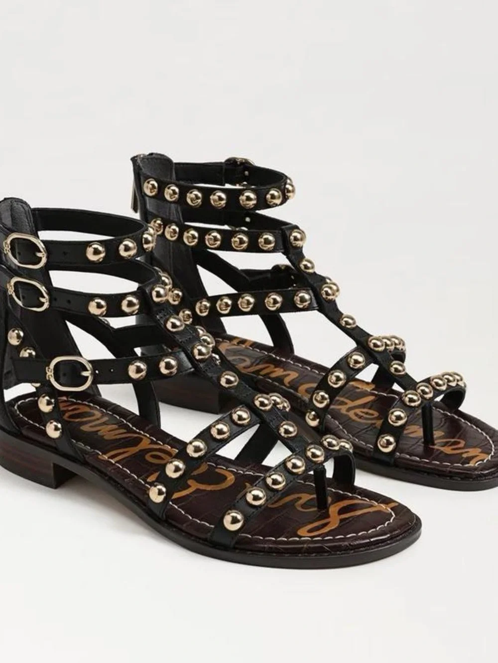 Sam Edelman Black Estella Gladiator Studded Strappy Flat Sandals